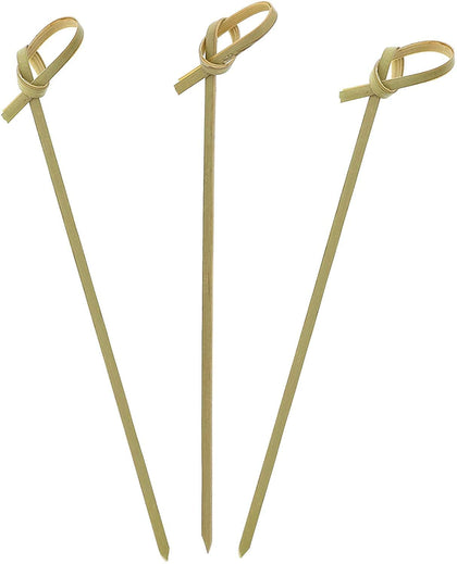 Bamboo Wood Knot Cocktail Skewer Picks - 3.5 Inches Great for Appetizers, Parties, Samplers, Hors' D'oeuvre, Snacks, Cheese, Biodegradable