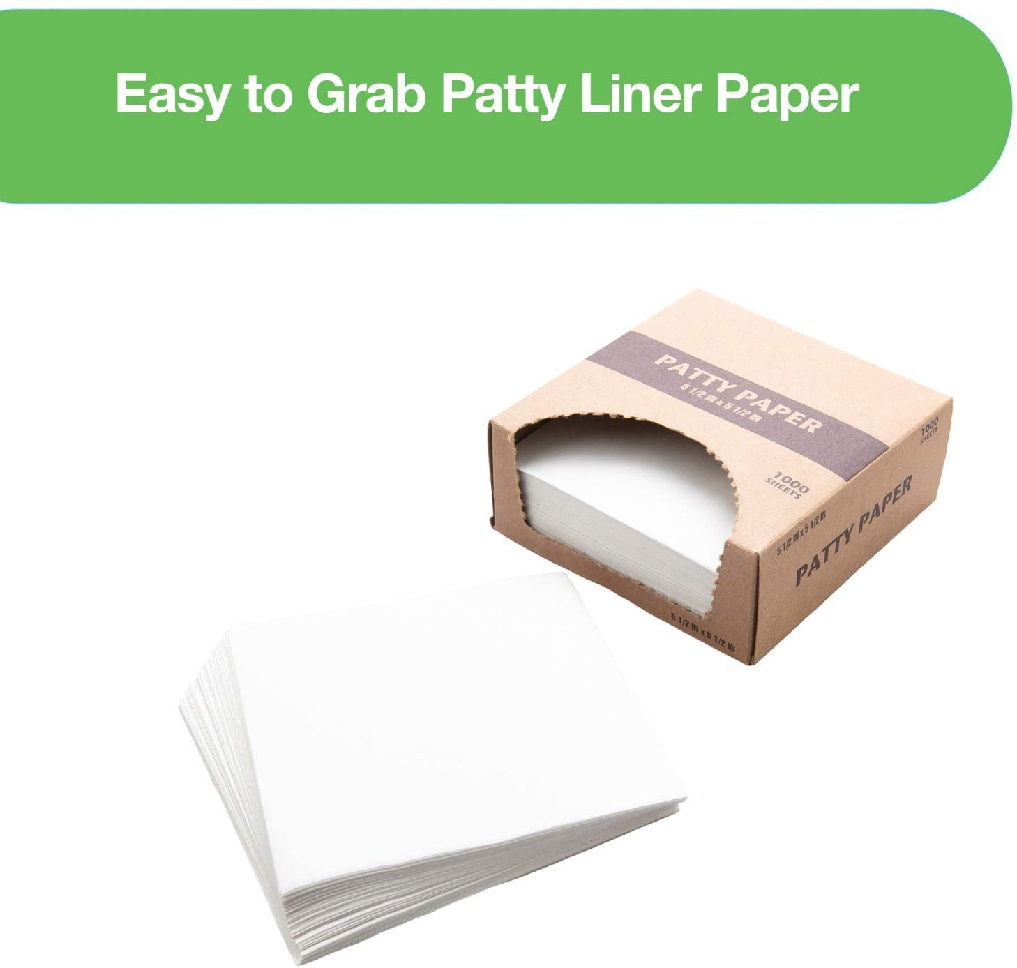 Burger Patty Liner Paper 5.5 x 5.5 Inches - Square Patty Papers, Baking Parchment Hamburger Patty Papers, Cookies and more!