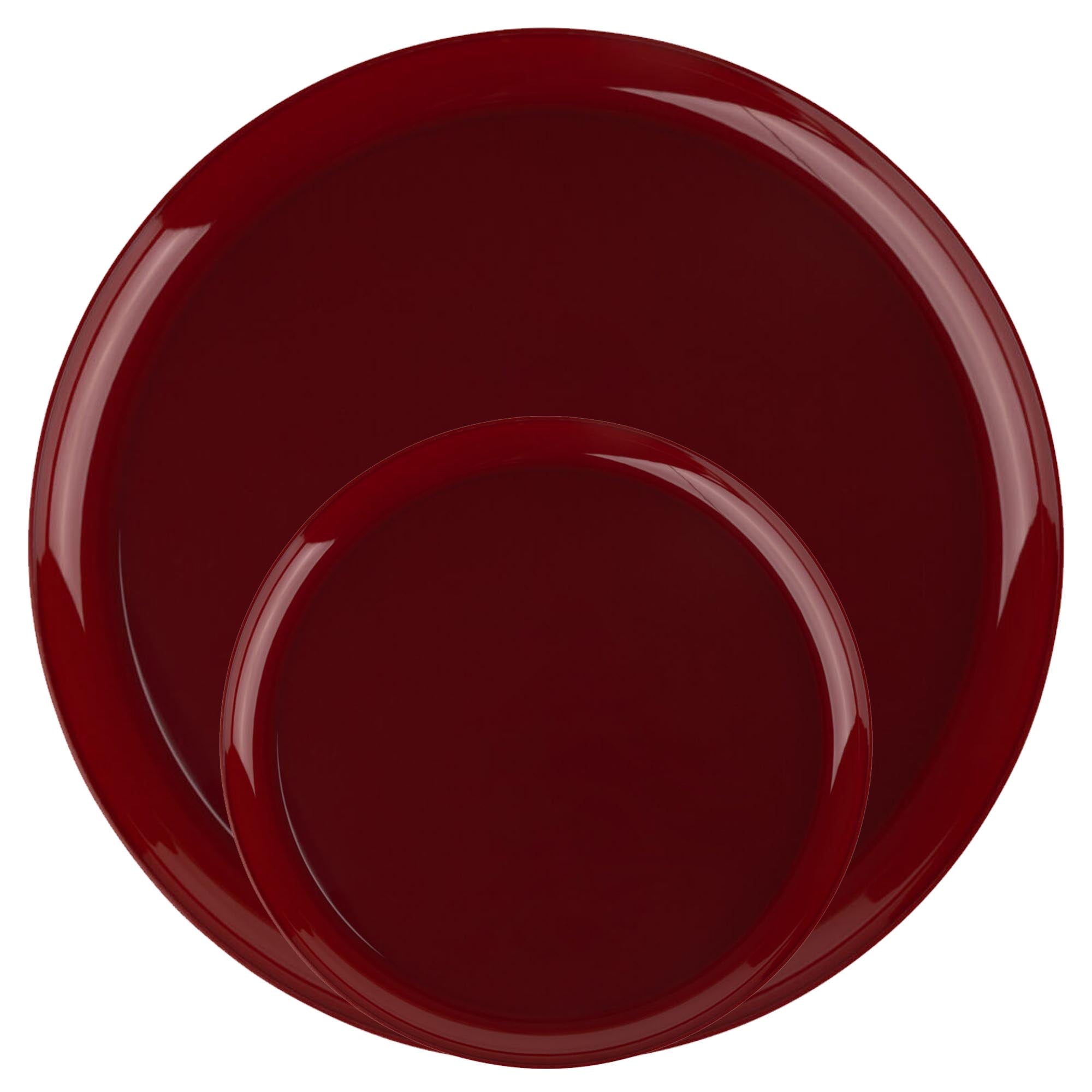 Plastic Tableware Cranberry Red Plates Edge Collection Dinner Party Set