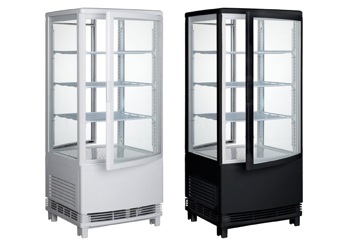Countertop Refrigerated Beverage Display,110-120V,230W,2.7A, Dual Curved Doors (White / Black)