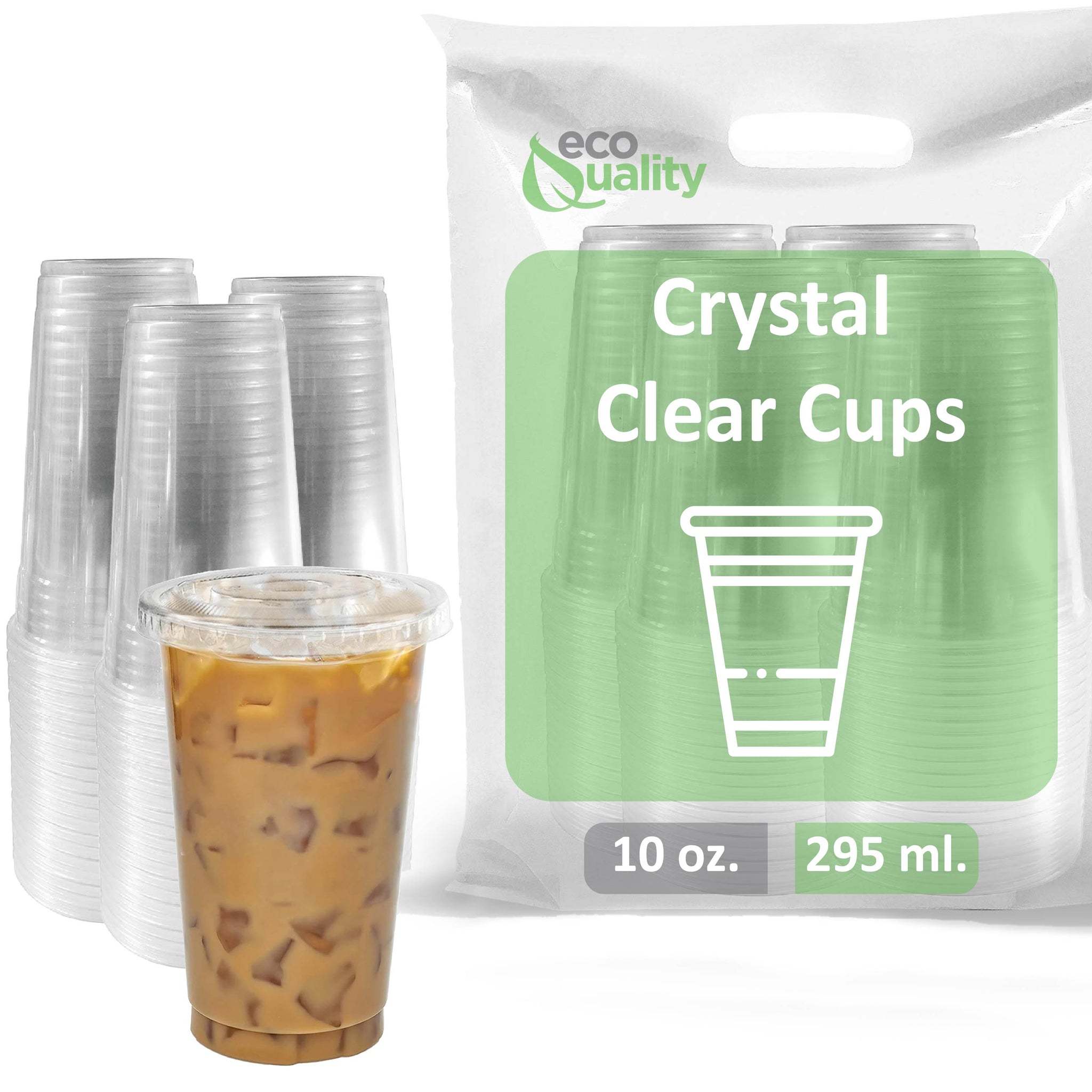 10oz Disposable Pet Clear Plastic Smoothie Cups with Clear Flat Lids