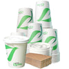 10oz Disposable Compostable Biodegradable White Paper Coffee Cups with Flat Lids and Sleeves