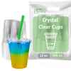 12oz Disposable Pet Clear Plastic Smoothie Cups with Clear Flat Lids and Color Straws
