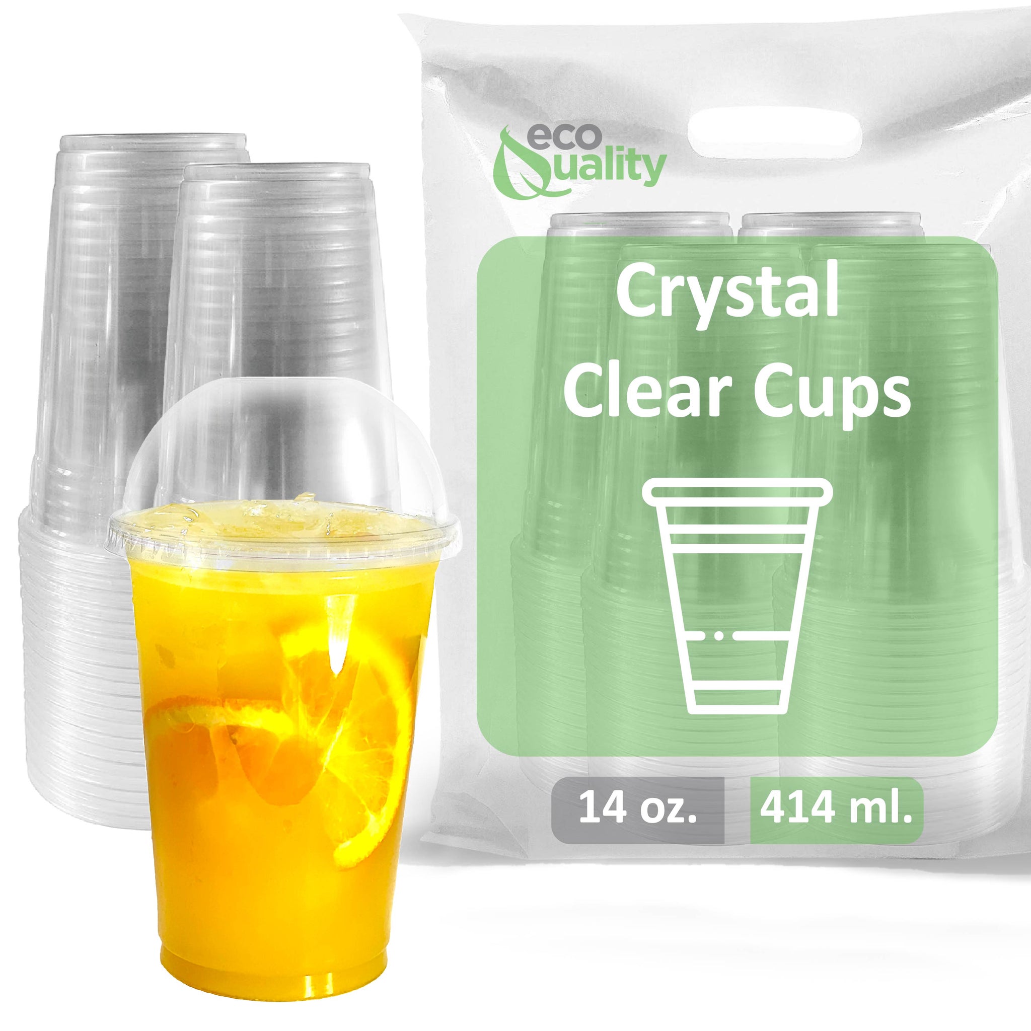 14oz Disposable Pet Clear Plastic Smoothie Cups with Clear Dome Lids