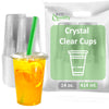 14oz Disposable Pet Clear Plastic Smoothie Cups Clear Flat Lids with Color Straws