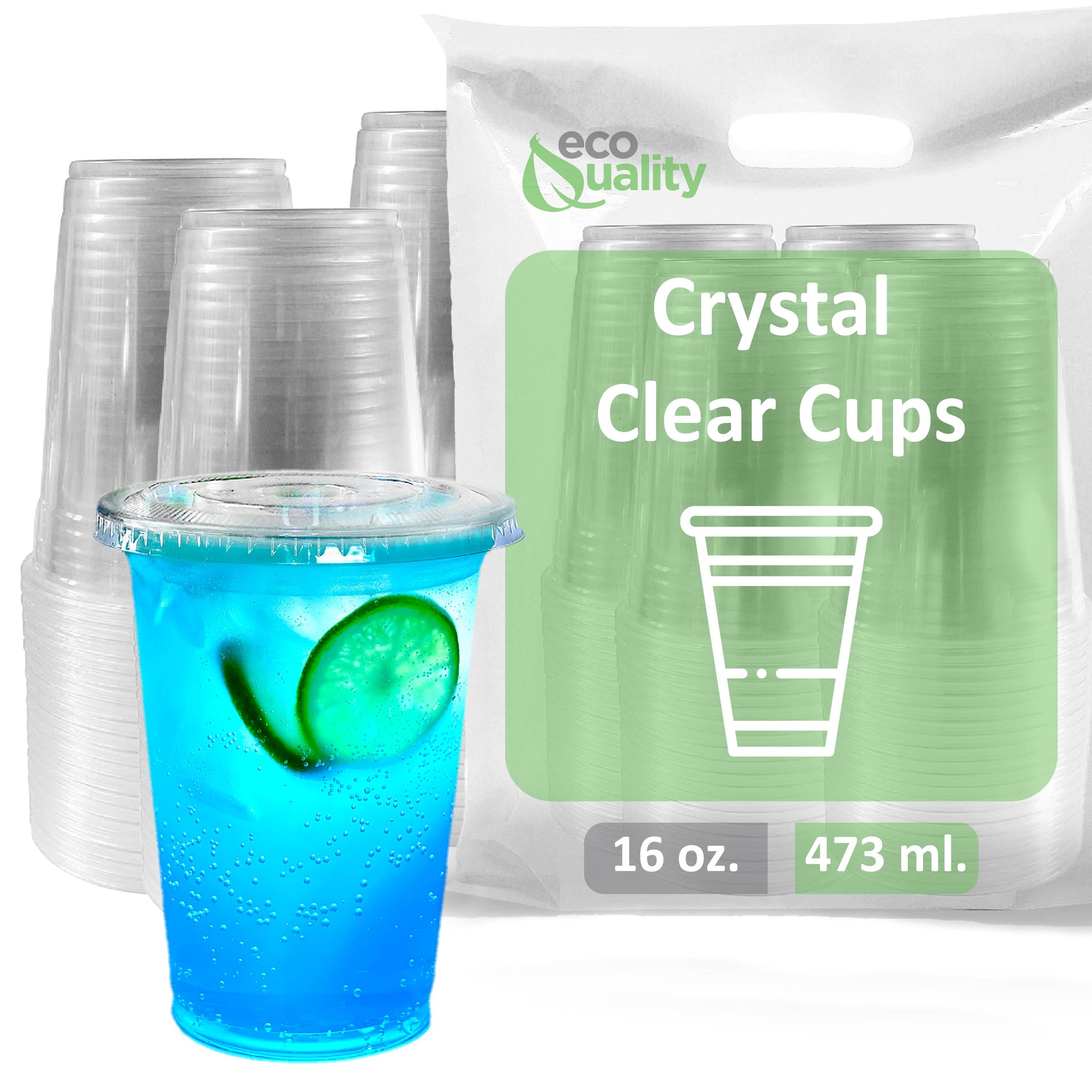 16oz Disposable Pet Clear Plastic Smoothie Cups Clear Flat Lids