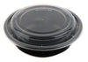 16oz Black Disposable Plastic Round Microwavable Food Container With Lids
