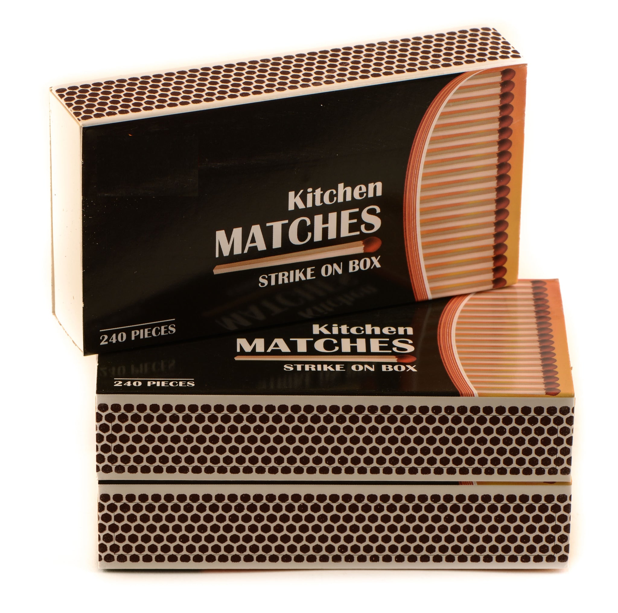 Wooden Strike on Box Matches - 240 Count Per Box - Kitchen Matches, Camping, Candles and Stove - Lot Bulk, Wholesale