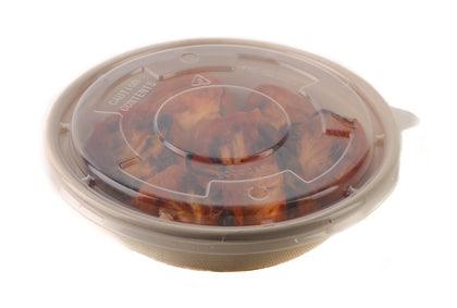 Compostable Round Disposable Sugarcane Bowls with Microwavable Lids (24oz, 29oz)