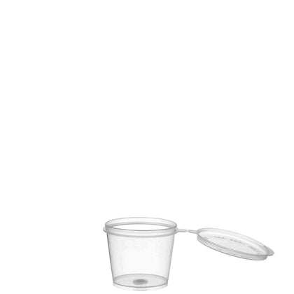 1oz Clear Portion Plastic Cup with Hinged Lid Leak Proof Disposable Container