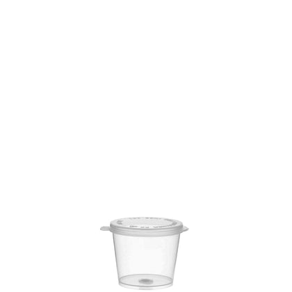 1oz Clear Portion Plastic Cup with Hinged Lid Leak Proof Disposable Container