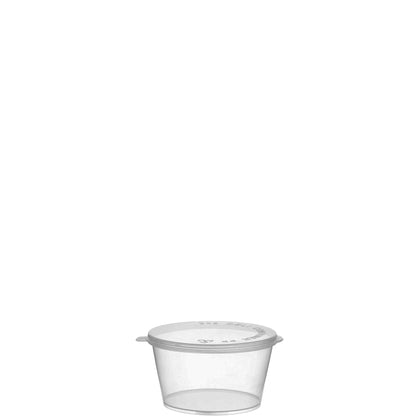 2oz Clear Portion Plastic Cup with Hinged Lid Leak Proof Disposable Container