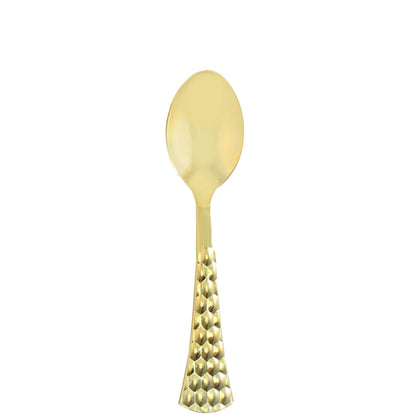 Fancy Disposable Gold Plastic Tea Spoons Extra Heavyweight Glamour Collection