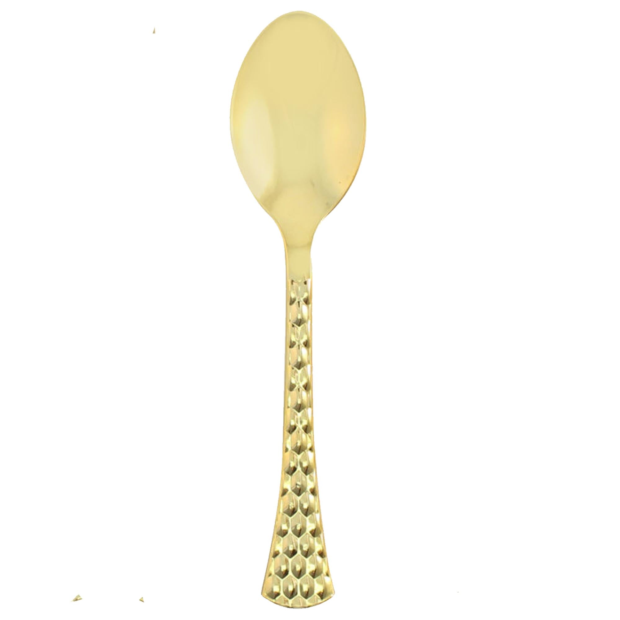 Fancy Disposable Gold Plastic Table Spoons Extra Heavyweight Glamour Collection