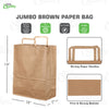 18x7x19 Jumbo Kraft Paper Gift Bags with Paper Handles Brown Shopping Bags, Retail, Reusable, Party, Grocery Bags, Eco Friendly, Recyclable
