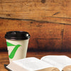 12oz Disposable Compostable Biodegradable White Paper Coffee Cups with Black Dome Lids