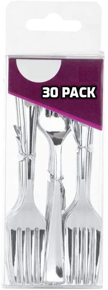 Disposable Plastic Silver Mini Forks - 4 inch Silver Plastic Tasting Forks Heavy Duty - Great for Sampling, Desserts, Appetizers