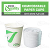 8oz Disposable Compostable Biodegradable White Paper Coffee Cups with Flat Lids