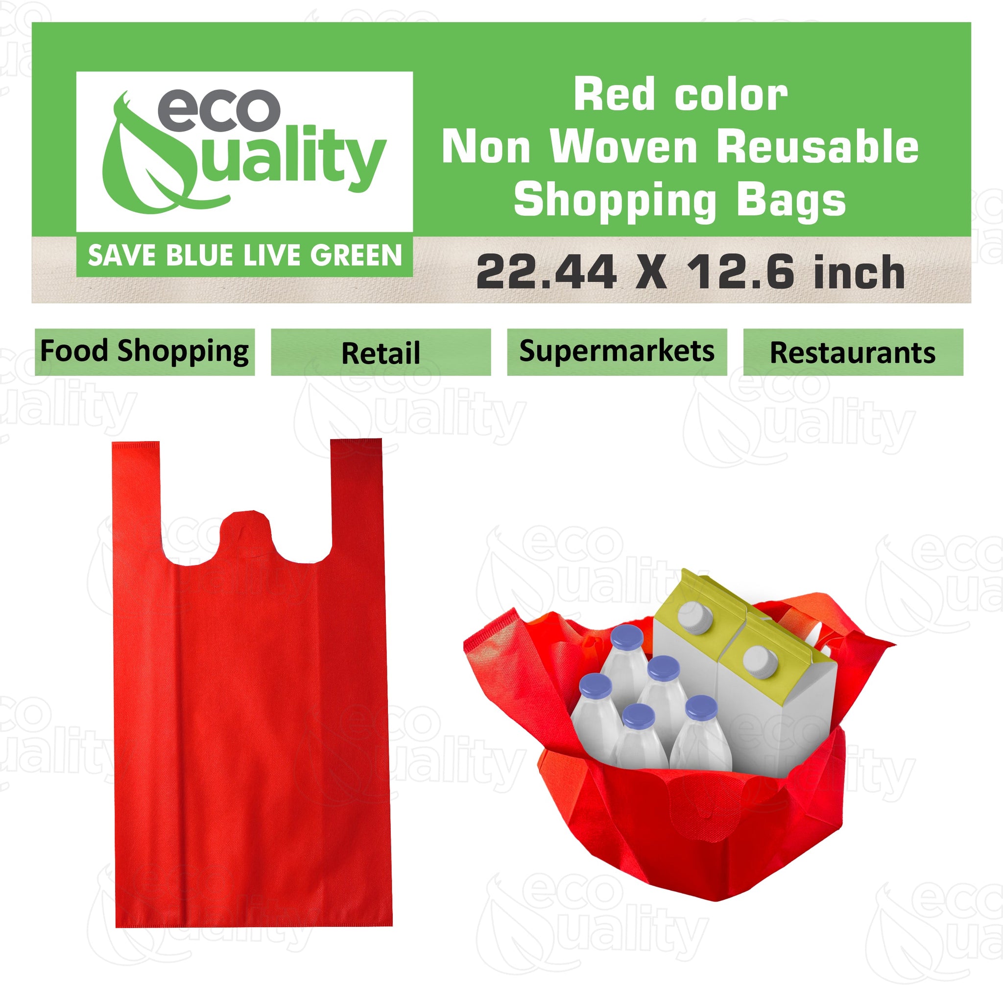 Non Woven Reusable T-Shirt Shopping Bags Large