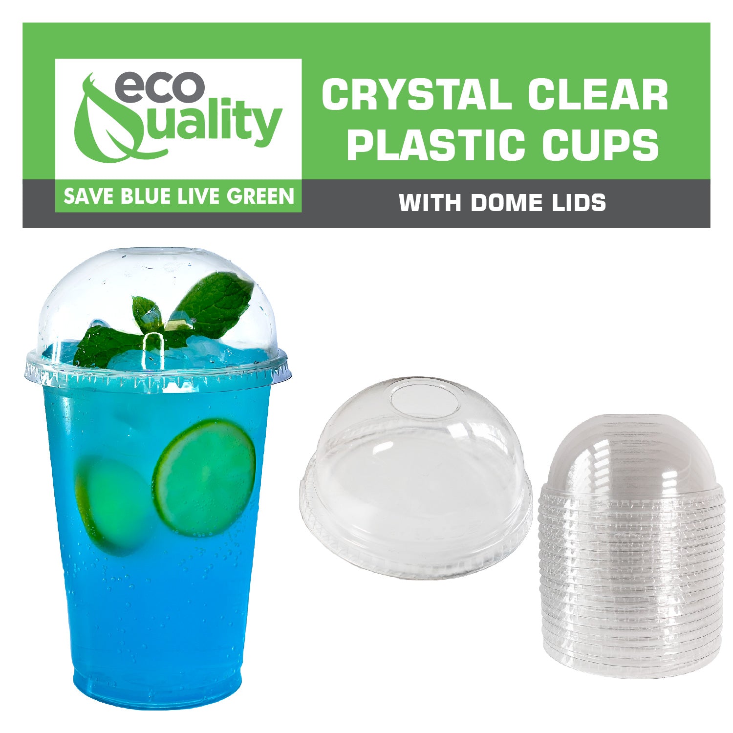 16oz Disposable Pet Clear Plastic Smoothie Cups with Clear Dome Lids