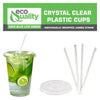 32oz Disposable Pet Clear Plastic Smoothie Cups with Clear Flat Lids with White Straws