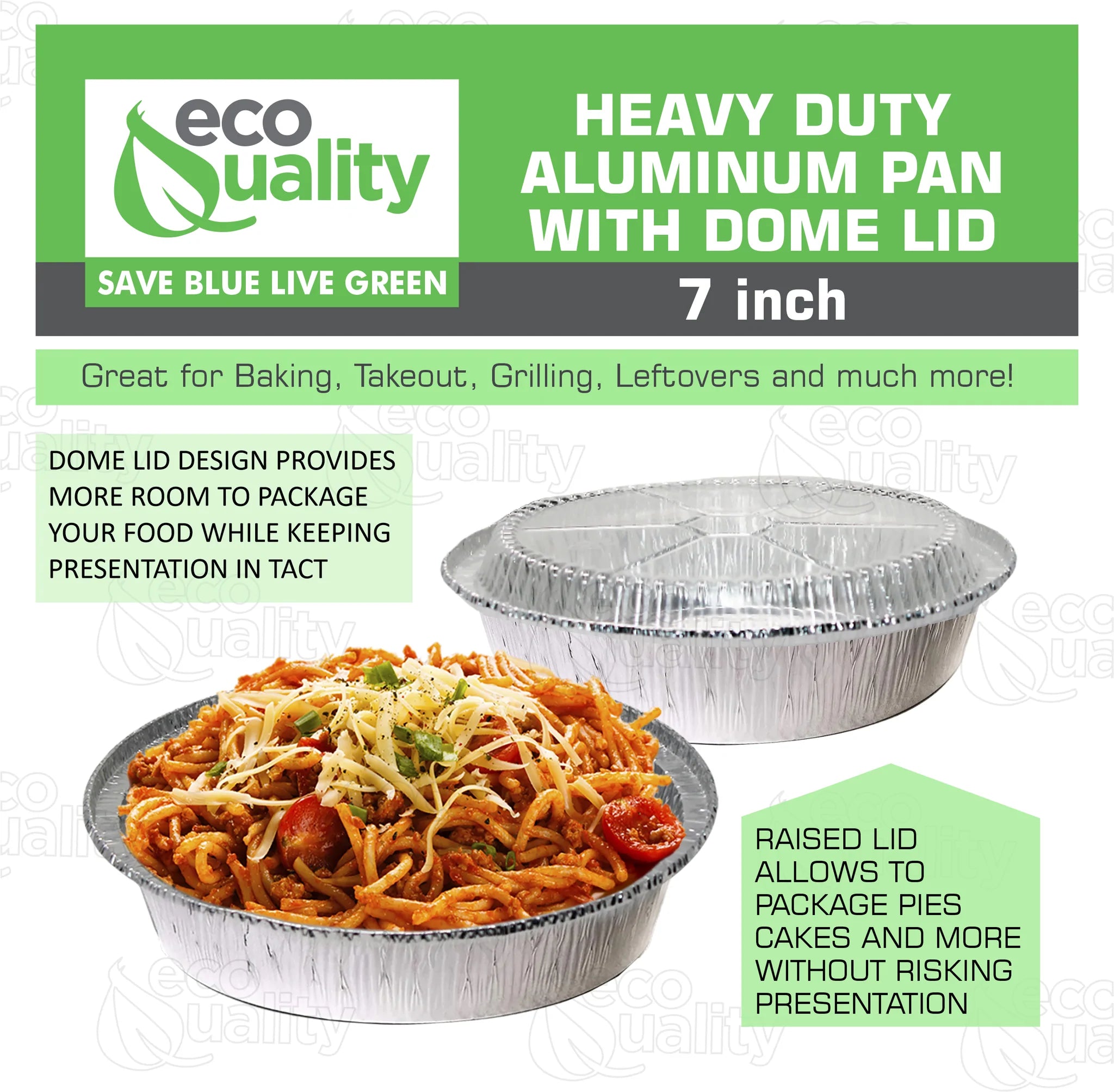 with clear dome lid  Take out to go container tin  stackable round leak proof  serve Cold hot food  Round Foil Aluminum Pan  Restaurant Meal Prep Food Trucks  High Quality Recyclable Aluminum  hemmed edges silver  heavy duty strong sturdy  freezer safe reusable recyclable  entrees appetizers sides desserts  dinner lunch breakfast  Container  Caterers Buffet  Baking Oven Cake Supplies  affordable bulk economical commercial wholesale  7 inches diameter 22 fluid ounces oz