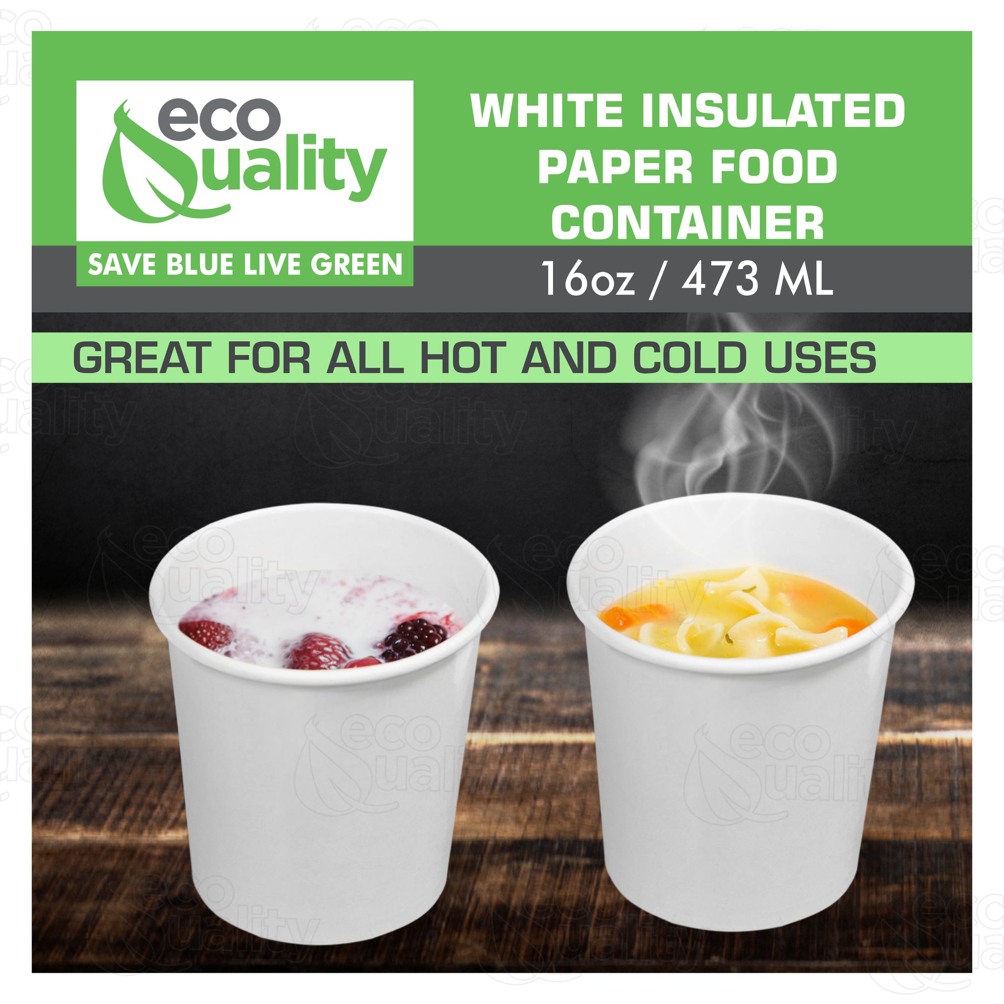 16oz Disposable White Paper Soup Containers Ice Cream Yogurt Cups