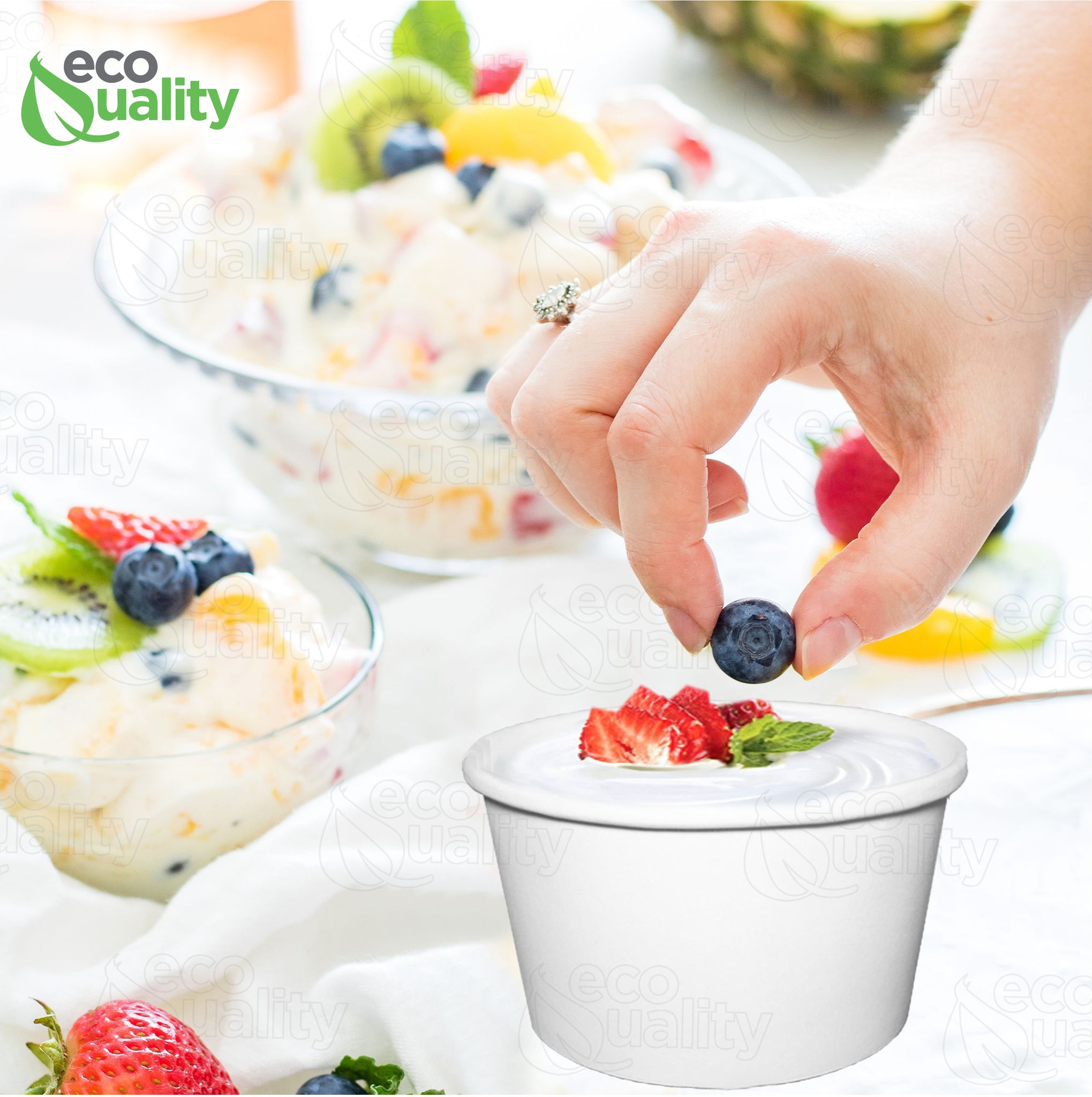 Disposable White Paper Soup Containers  Ice Cream Yogurt Cups