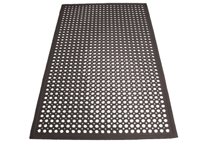 Anti Fatigue Floor Mat w/ Beveled Edges, Rubber, 3 x 5 x 1/2