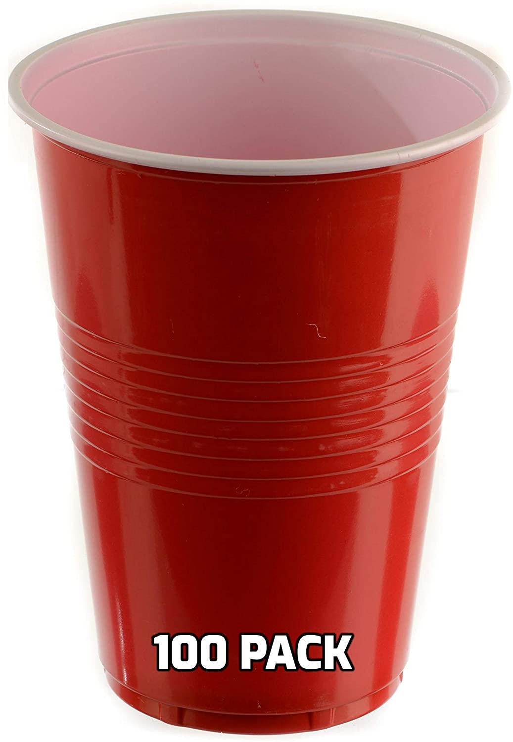 16 Oz Red Plastic Cups - Red Disposable Plastic Party Cups Crack Resistant - Disposable Bulk Party Cups, Birthday Cups - Great for Beer Pong
