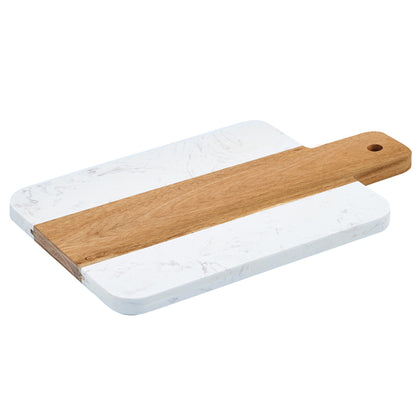EcoQuality Marble and Wood Serving Board with Handle 3 piece Set