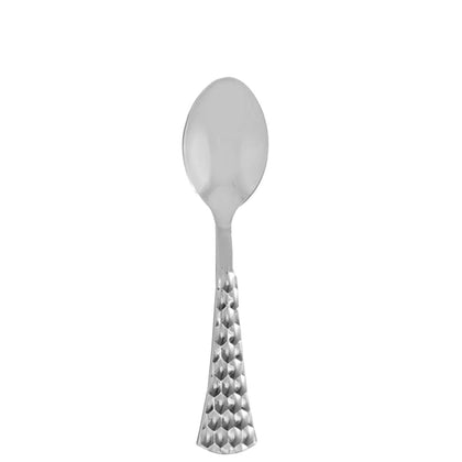 Fancy Disposable Silver Plastic Tea Spoon Extra Heavyweight Glamour Collection