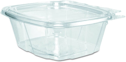 16 oz Tamper-Resistant Clear Hinged Container with Flat Lid