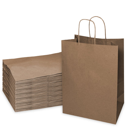 10x5x13 Medium Kraft Paper Gift Bags with Twine Handles Brown Shopping Bags, Retail, Reusable, Party, Grocery Bags, Eco Friendly, Recyclable