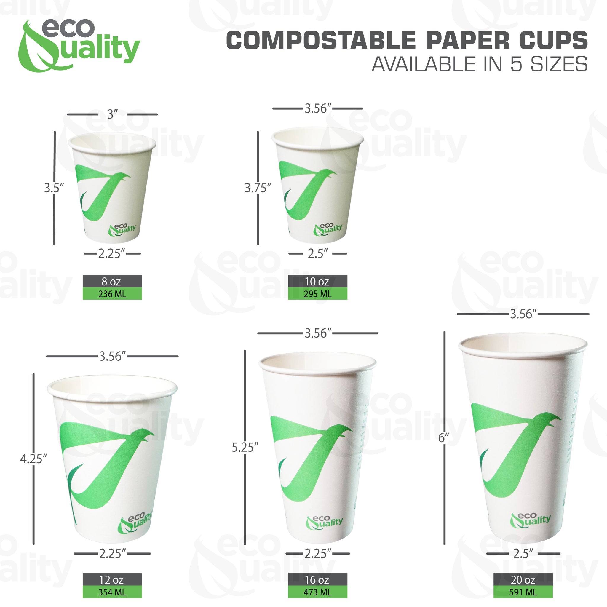 8oz Disposable White Paper Coffee Cups Compostable Biodegradable