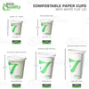 Disposable Compostable Biodegradable White Paper Coffee Cups with Flat Lids