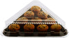 Catering Restaurant Cafe Buffet Event Party black Tray Platter Carrier Supplies display box with clear dome lid  Nacho food Combo Triangular triangle disposable reusable heavy duty strong sturdy dessert cake muffin cupcake bakery to go takeout tray  affordable bulk economical commercial wholesale 16 x 16 inches nyc caterer