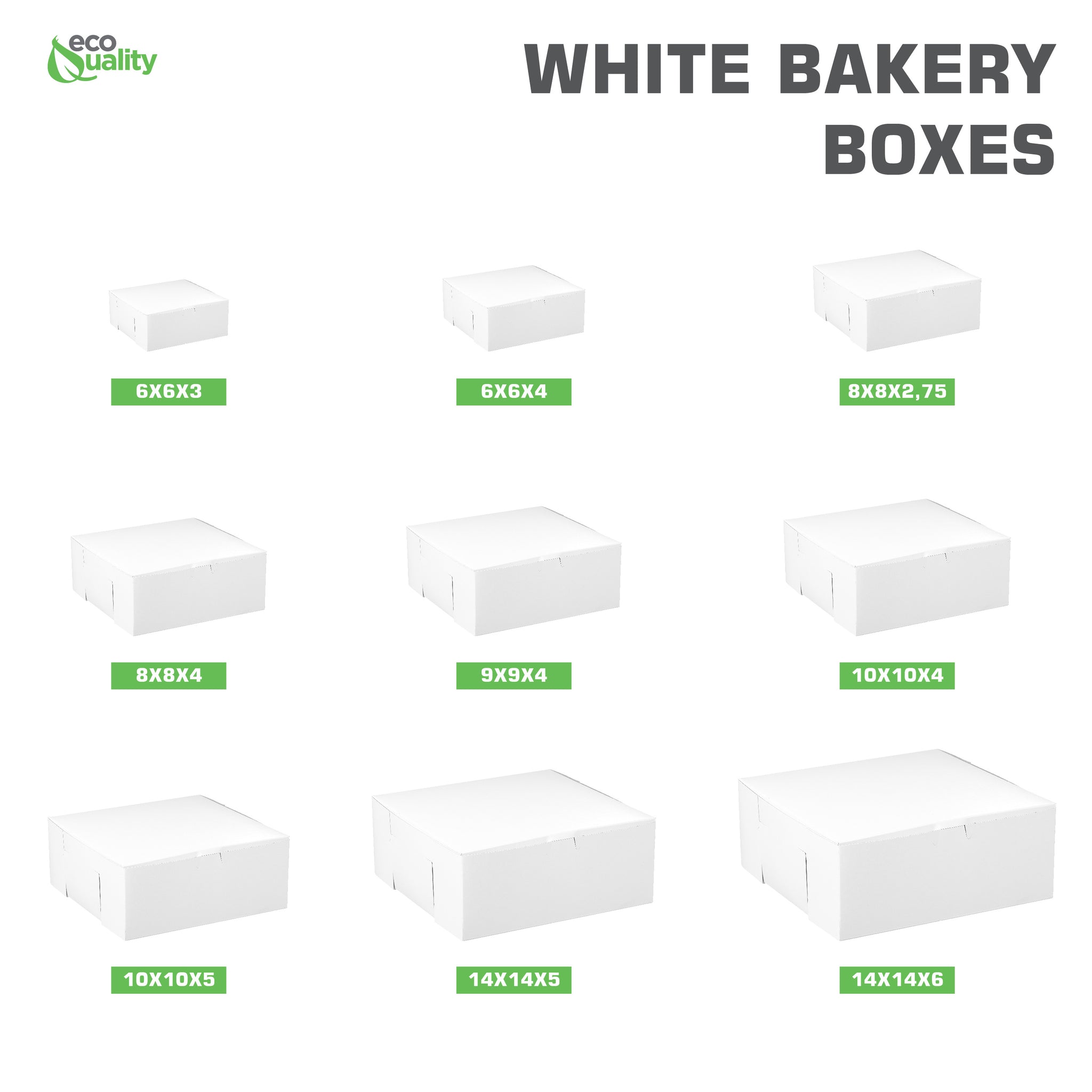 White Kraft Paperboard for Home or Retail  White Bakery Pastry Boxes  Restaurant Food Trucks Caterers take out sustainable  Recyclable for Pastries  Pies  Paper Cardboard  Gift Box  Ecofriendly  Cookies  Catering Restaurant Cafe Buffet Event Party  Cakes  Baby Shower  affordable bulk economical commercial wholesale  8 x 8 x 4 Inches