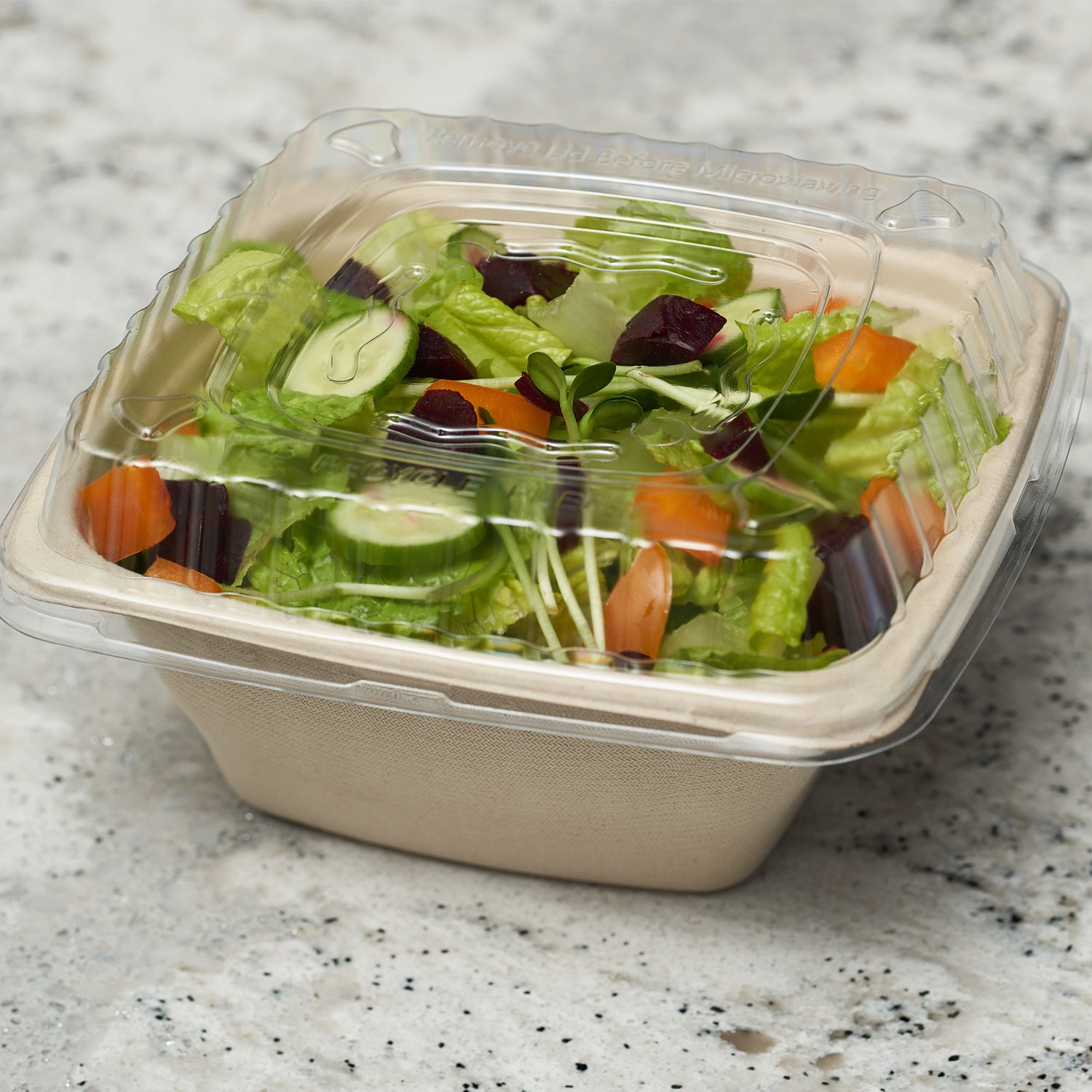 16oz Eco Friendly Disposable Square Bowls Compostable Container with Dome Lids