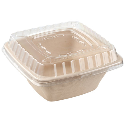 42oz Eco Friendly Disposable Square Bowls Compostable Container with Dome Lids
