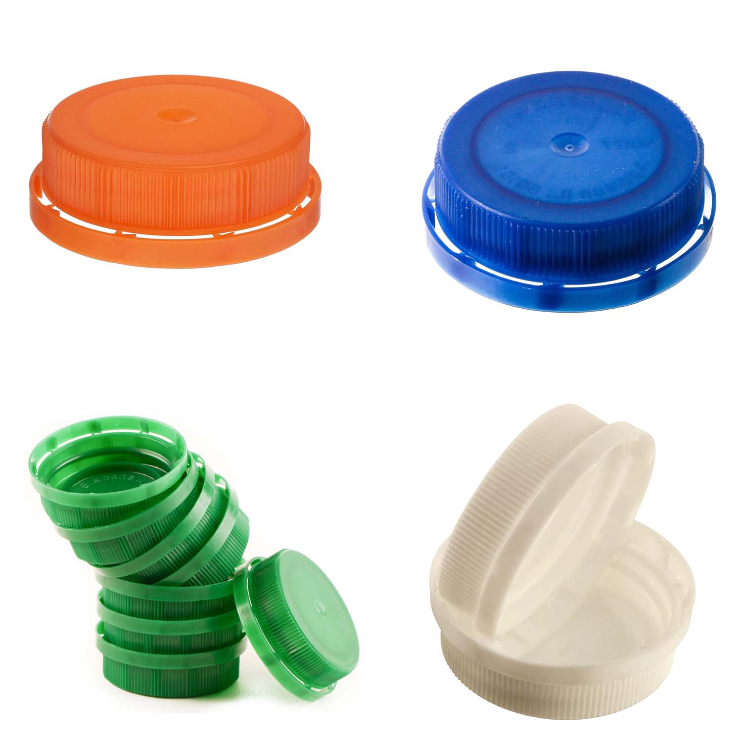 38MM Ratchet Caps and Lids for Plastic Juice Bottles For HDPE and Clear Plastic Juice Bottles, Smoothie Bottles, Fresh Squeezed Juice Container (Blue, Green, Orange)