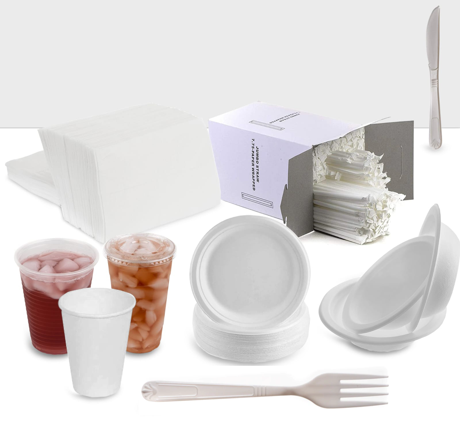 Essential Care Package - Household Kit for 50 Guests or more! (Bowls, Cutlery, Cups, Napkins, plates, garbage bags)