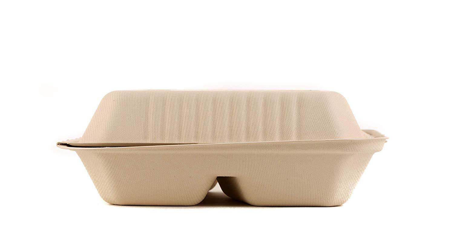 Eco-Friendly 3 Compartment  Hinged Clamshell Heavy-Duty Disposable Containers