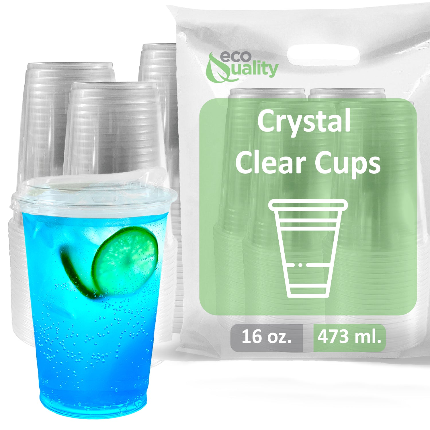 16oz Disposable Pet Clear Plastic Smoothie Cups with Sip Through Lids