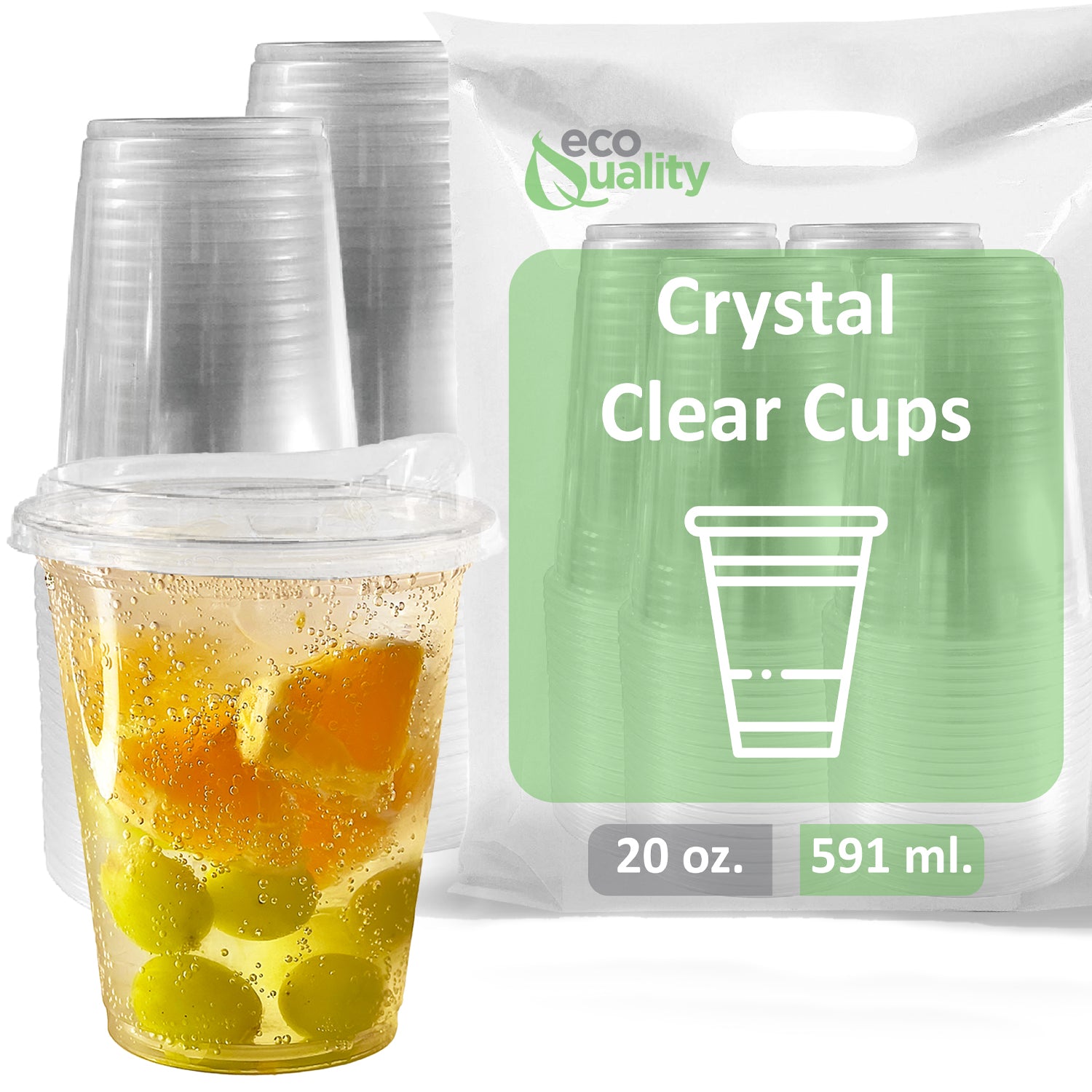 20oz Disposable Pet Clear Plastic Smoothie Cups with Sip Through Lids