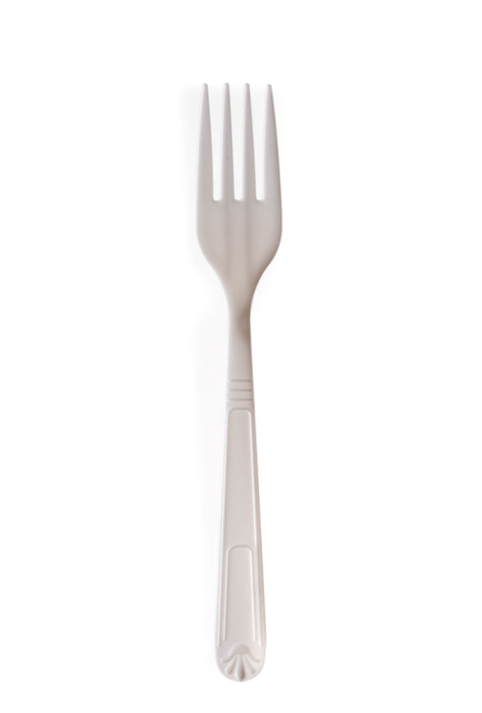Disposable Plastic Heavy Weight Forks Unwrapped