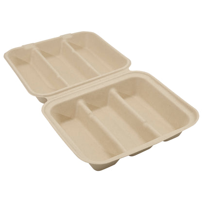 heavy duty strong sturdy  nyc  Ecofriendly  Restaurant Food Trucks Caterers take out sustainable  household diner restaurant food truck fast food  affordable bulk economical commercial wholesale  Take out food container  Disposable  Compostable  Clam Shell Food Containers 3 compartment 