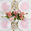 Plastic Hammered Pink Dinner Plates Gold Rim Combo Party Set