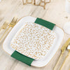 Disposable Fancy Square White Plastic Salad Plates Organic Leaf Collection