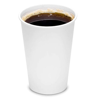 8oz Disposable White Paper Hot Cold Cups with White Flat Lids